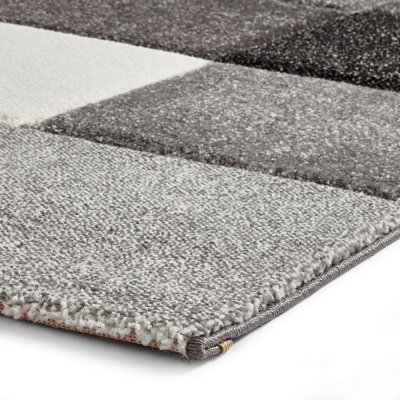Grey Geometric Modern Handmade Rug for Living Room Bedroom and Dining Room-60 X 230cm (Runner)