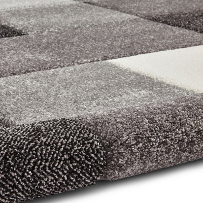 Grey Geometric Modern Handmade Rug for Living Room Bedroom and Dining Room-60 X 230cm (Runner)