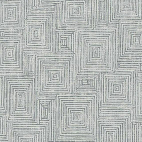 Grey Geometric Wallpaper Rasch Silver Square Metallic Textured Embossed Vinyl