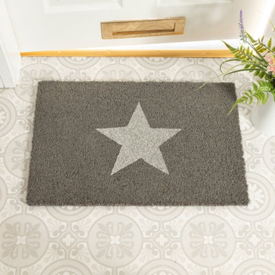 Grey Glitter Star Doormat - Regular 60x40cm