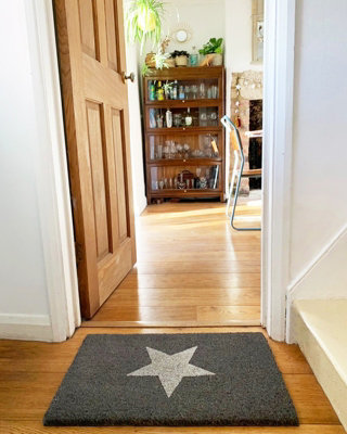 Grey Glitter Star Doormat - Regular 60x40cm
