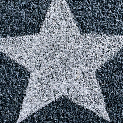 Grey Glitter Star Doormat - Regular 60x40cm