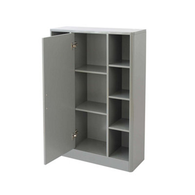 Grey Gloss Bathroom Storage Console Cabinet