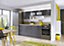 Grey Gloss Kitchen 6 Unit Legs Soft Close Cabinets High Acrylic Finish 2.4m Luxe