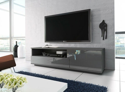 Modern 180cm TV Unit Cabinet TV Stand High Gloss Doors With Free LED