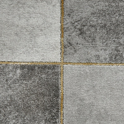 Grey Gold Abstract Modern Easy to clean Rug for Bedroom & Living Room-160cm X 220cm