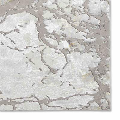 Grey Gold Abstract Modern Easy to clean Rug for Dining Room-160cm X 220cm
