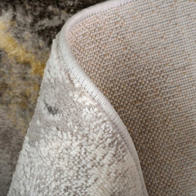 Grey Gold Metallic Modern Textured Marble Area Rug 120x170cm