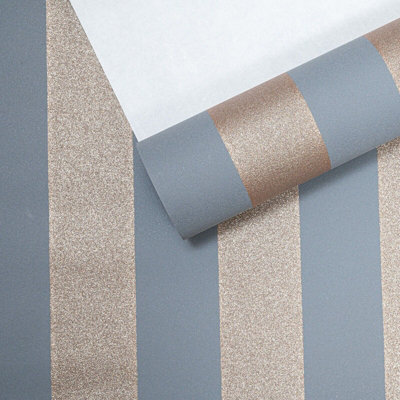 Grey Gold Stripe Wallpaper Glitter Shimmer Paste The Wall Thick Heavy Vinyl