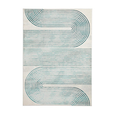 Grey Green Abstract Rug, Striped Rug with 8mm Thickness, Modern Rug for ...