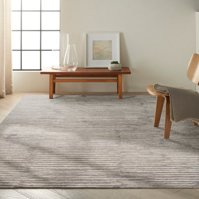 Grey Handmade Luxurious Modern Abstract Striped Rug for Bedroom & Living Room-114cm X 175cm