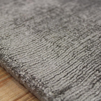 Grey Handmade , Luxurious , Modern , Plain Easy to Clean Viscose Rug for Living Room, Bedroom - 120cm X 170cm