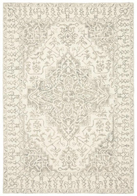 Grey Handmade Luxurious Traditional Rug For Living Room and Bedroom-160cm X 230cm