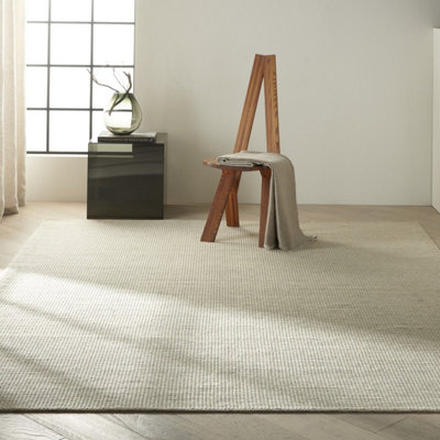 Grey Handmade Plain Modern Cotton Wool Easy to Clean Geometric Rug for Living Room & Bedroom-160cm X 226cm