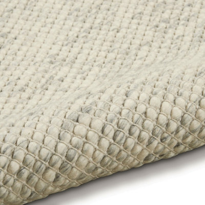 Grey Handmade Plain Modern Cotton Wool Easy to Clean Geometric Rug for Living Room & Bedroom-160cm X 226cm