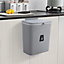 Grey Hanging Home Kitchen Rubbish Dustbin Recycling Bin Rubbish Trash Office Waste Recycle 9 L