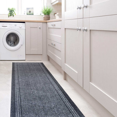 Grey Hard Wearing Non Slip Cut To Measure Runner Utility Mat 66cm Wide ...