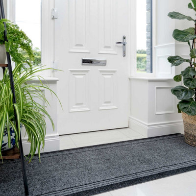 Grey Hard Wearing Non Slip Cut To Measure Runner Utility Mat 66cm Wide (2ft 2in W x 9ft L)