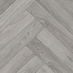 Grey Herringbone Pattern Wood Effect  Vinyl Flooring For LivingRoom DiningRoom And Kitchen Use-1m X 2m (2m²)