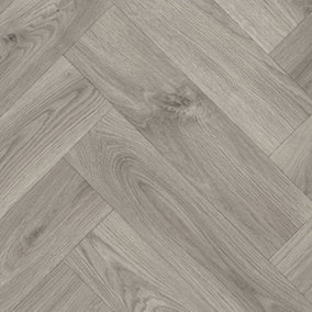 Grey Herringbone Wood Effect Vinyl Flooring For LivingRoom, Kitchen, 2.8mm Vinyl Sheet-1m(3'3") X 2m(6'6")-2m²