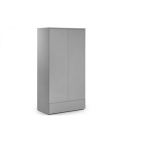 Grey High Gloss 2 Door Combination Wardrobe