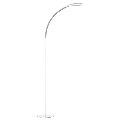 Grey High Vision Floor Standing LED Lamp - Mains Powered Light with Gooseneck Arm, Foot Switch & 400 Lumen Illumination - H138cm