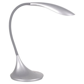 Grey High Vision Touch Control Tabletop LED Lamp - Mains Powered Desk Light with Gooseneck Arm & 400 Lumen Illumination - H40cm