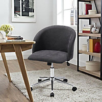 Grey Home Office Velvet Upholstered Swivel Chair with Castors
