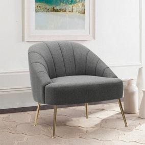 Grey Imitation Cashmere Bucket Style Accent Chair