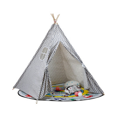 Grey Indian Kids Play Tent Teepee Tent Indoor Portable Playhouse