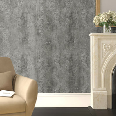 Grey Industrial Cement Effect Texture PVC Wallpaper Self Adhesive 5m