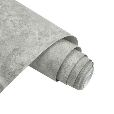 Grey Industrial Cement Effect Texture PVC Wallpaper Self Adhesive 5m