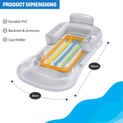 Grey Inflatable Fashion Designer Lounger Float Swimming Pool Bed Mat