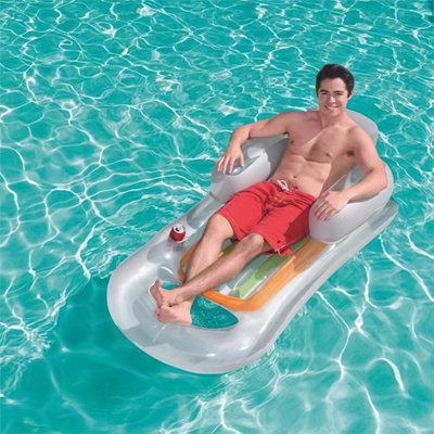 Grey Inflatable Fashion Designer Lounger Float Swimming Pool Bed Mat