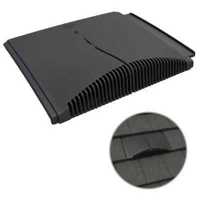 Grey Interlocking Plain Roof Tile Vent & Pipe Adapter/Low Profile