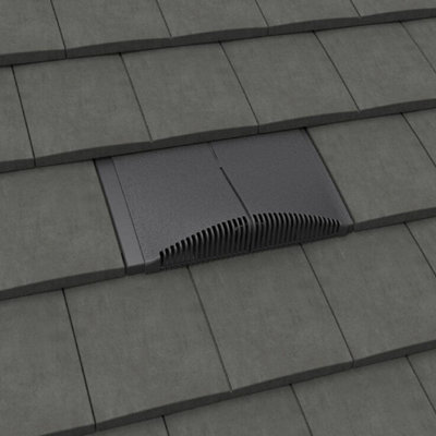 Grey Interlocking Plain Roof Tile Vent & Pipe Adapter/Low Profile