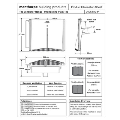 Grey Interlocking Plain Roof Tile Vent & Pipe Adapter/Low Profile