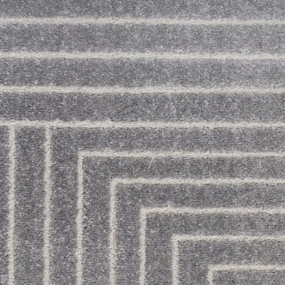 Grey Ivory Geometric ,Luxurious Modern Abstract Easy to clean Rug for Bedroom & Living Room-160cm X 221cm