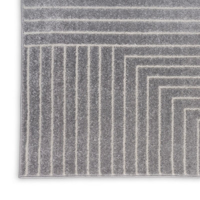 Grey Ivory Geometric ,Luxurious Modern Abstract Easy to clean Rug for Bedroom & Living Room-160cm X 221cm