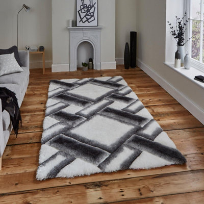 Grey/Ivory Handmade Easy to clean Rug for Dining Room Bed Room and ...