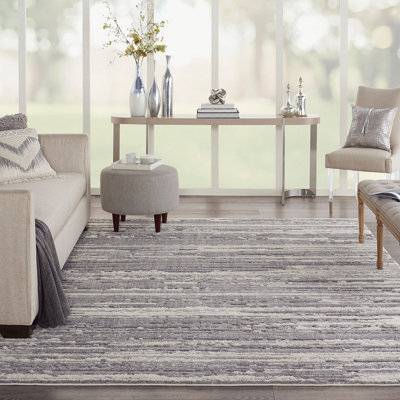 Grey Ivory,Modern Abstract Easy to clean Rug for Bedroom & Living Room-66 X 229cm (Runner)