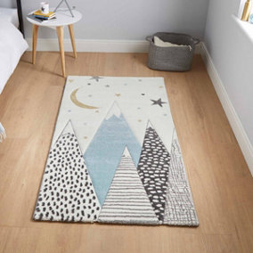 Grey Kids Modern Graphical Pictorial Easy to Clean Rug for Living Room Bedroom and Dining Room-120cm X 170cm