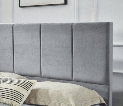 Grey Kingsize Bed Frame Birlea Lux Modern 5FT 150cm Velvet Fabric