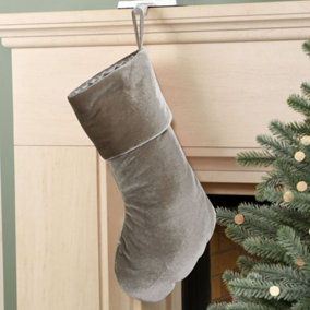 Grey Knightsbridge Velvet Xmas Gift Decoration Christmas Stocking