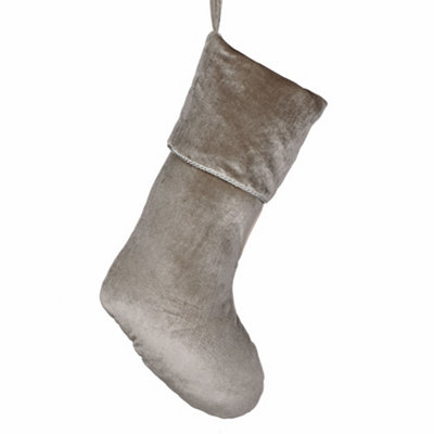 Grey Knightsbridge Velvet Xmas Gift Decoration Christmas Stocking