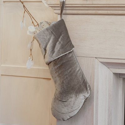 Grey Knightsbridge Velvet Xmas Gift Decoration Christmas Stocking - 3