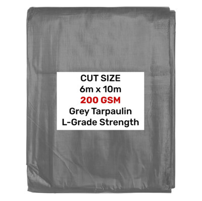 Grey L-Grade Tarpaulin 6m x 10m