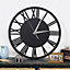 Grey Large Wall Clocks Roman Numeral Kitchen Battery Operated for Home 300mm
