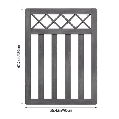 Grey Lattice Top Wooden Garden Gate for Yard, Patio, and Entryway