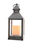 Grey LED Candle Lantern Lumineo 24cm Indoor Battery Operated Timer Flame Effect